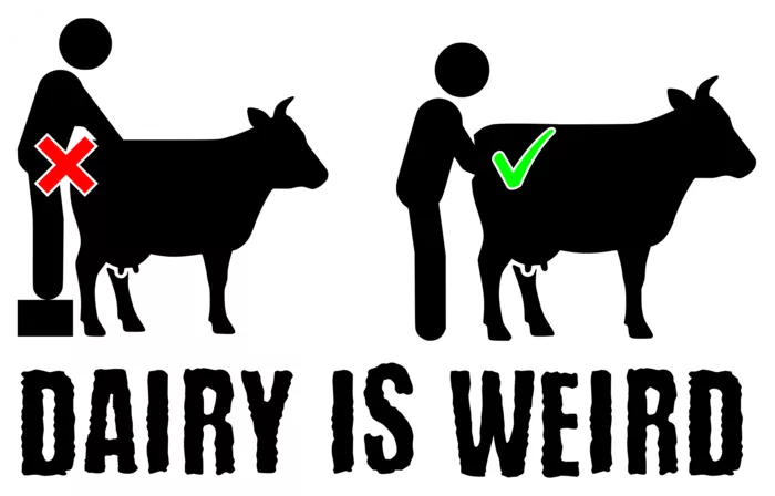 Vegan message sticker: Dairy Is Weird Pictogram