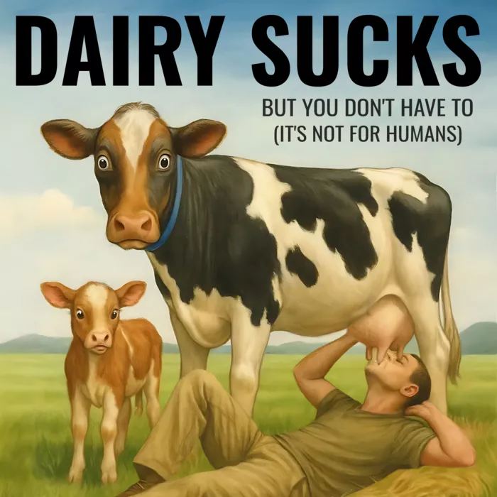 Vegan message sticker: Dairy Sucks