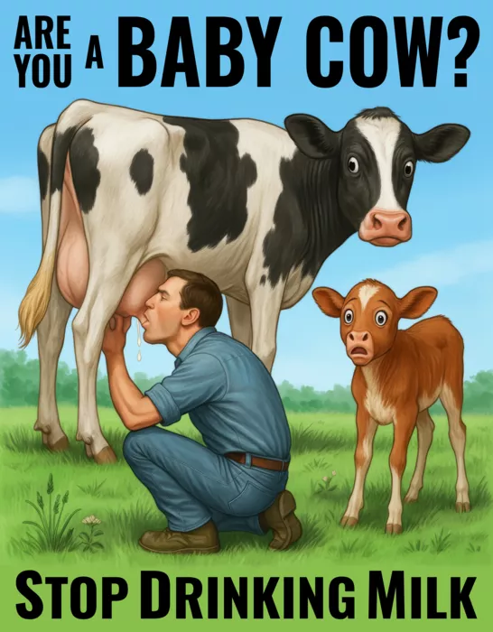 Vegan message sticker: Are You A Baby Cow - Stop Drinking Milk