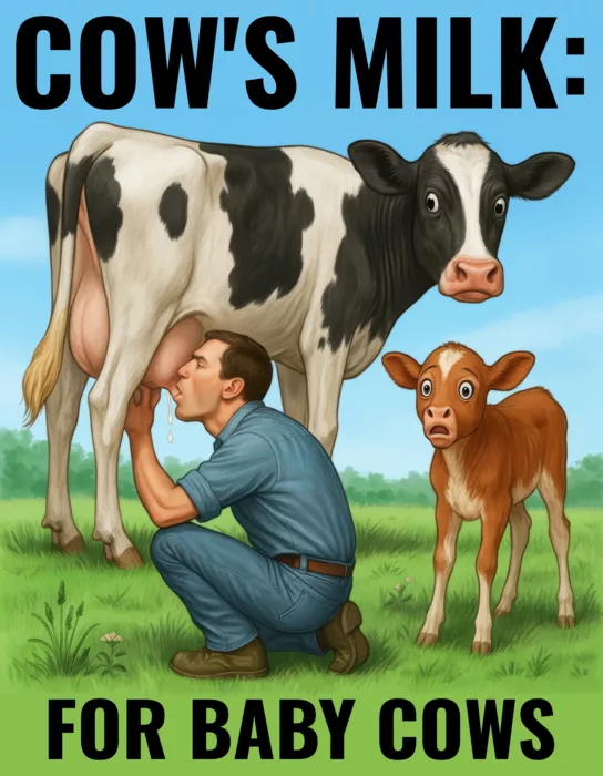 Vegan message sticker: Cow's Milk Is For Baby Cows