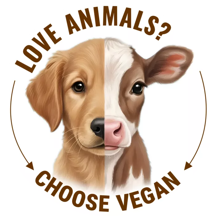 Vegan message sticker: Love Animals - Choose Vegan