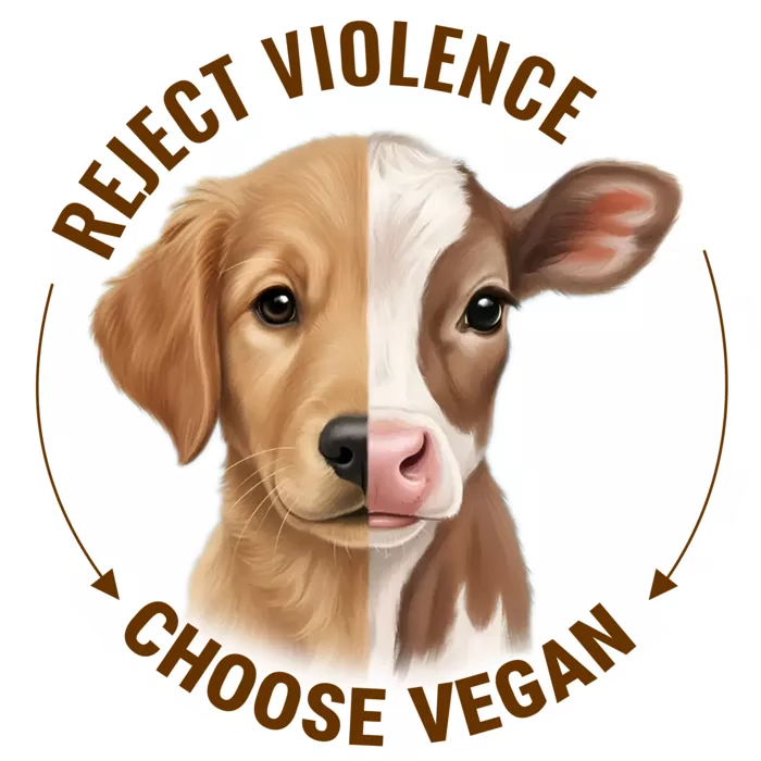 Vegan message sticker: Reject Violence - Choose Vegan
