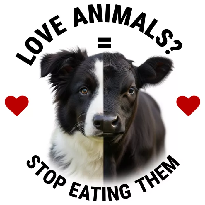 Vegan message sticker: Love Animals - Stop Eating Them
