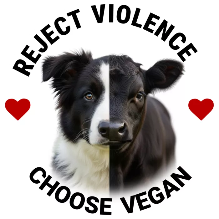 Vegan message sticker: Reject Violence - Choose Vegan