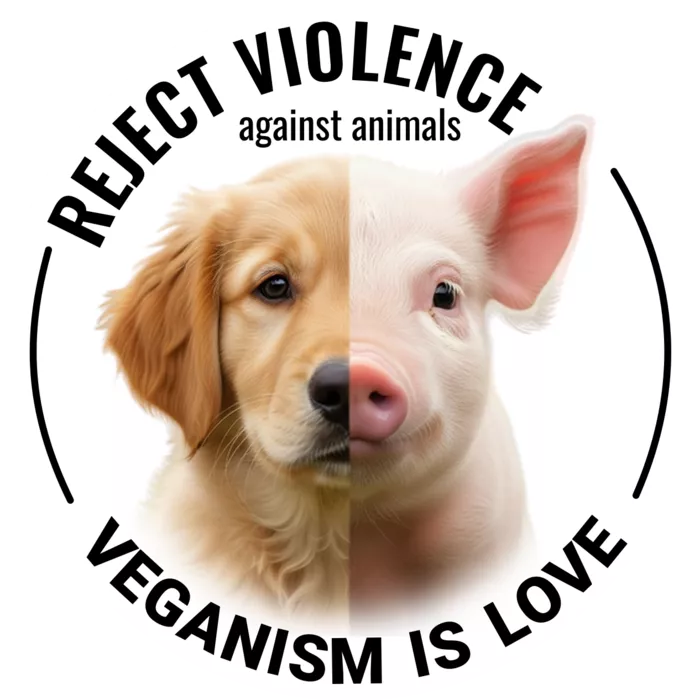 Vegan message sticker: Reject Violence - Veganism Is Love