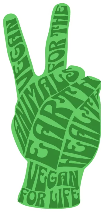 Vegan message sticker: Vegan For Animals, Earth, Health, Life