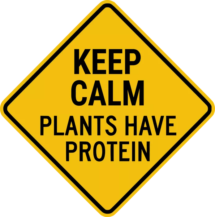 Vegan message sticker: Keep Calm - Plants Have Protein