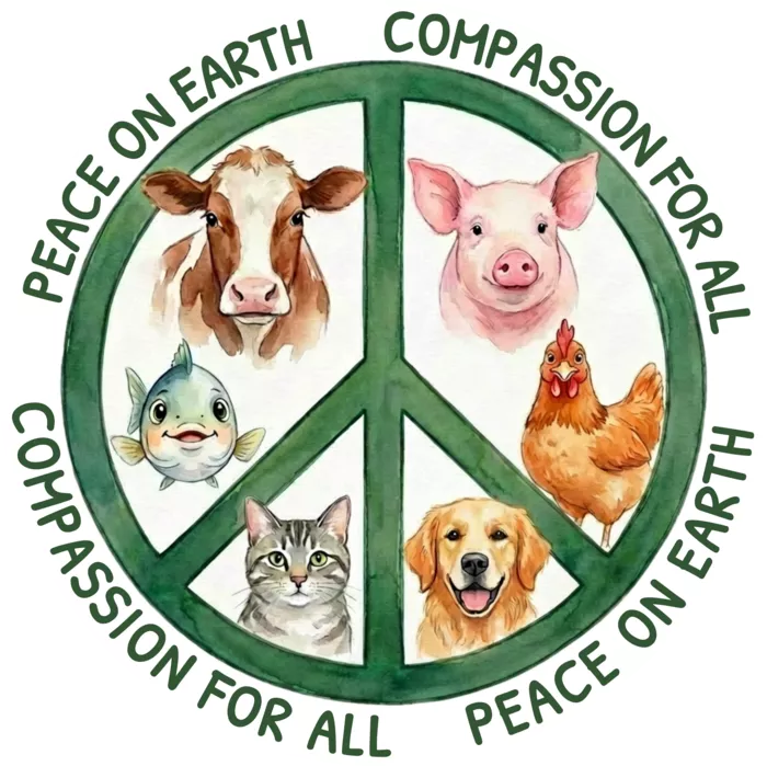 Vegan message sticker: Peace On Earth - Compassion For All