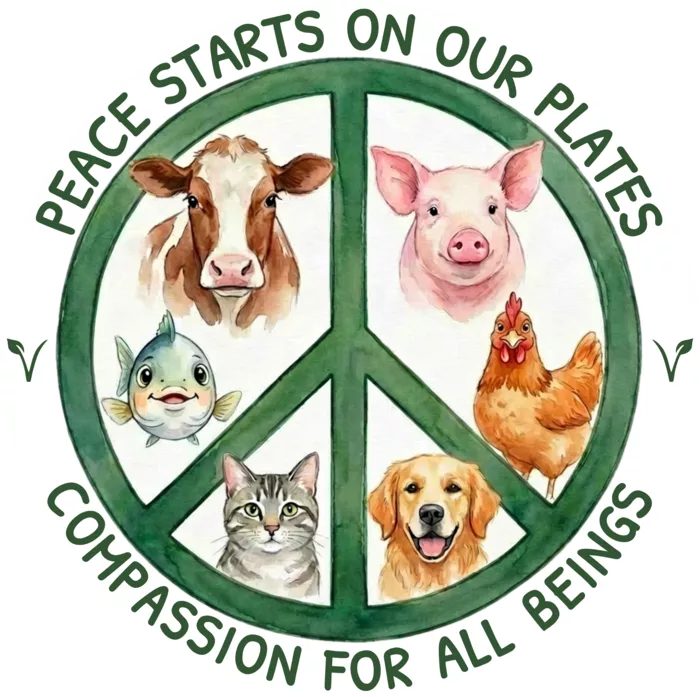 Vegan message sticker: Peace Starts On Our Plates