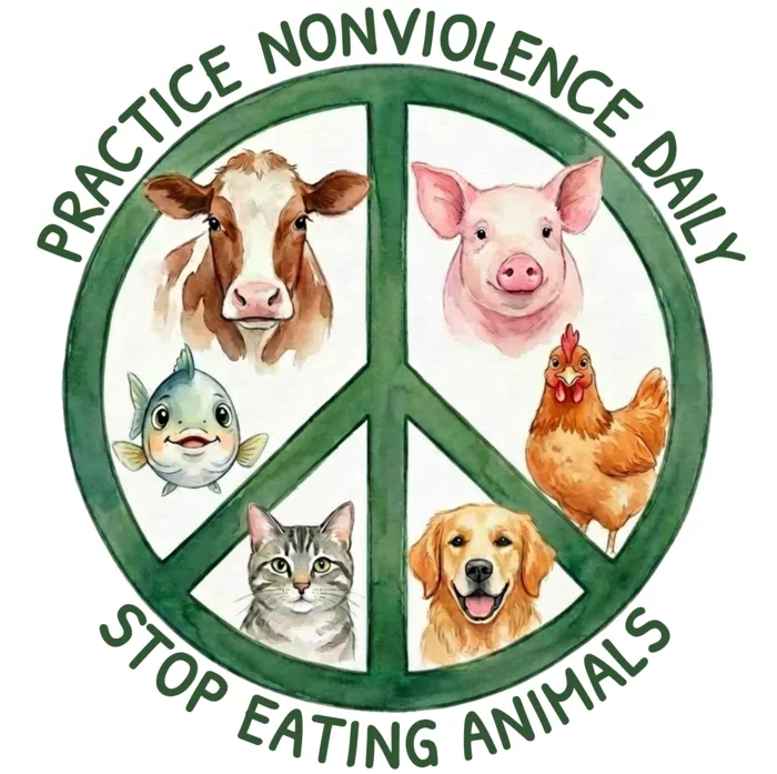 Vegan message sticker: Practice Nonviolence Daily - Stop Eating Animals