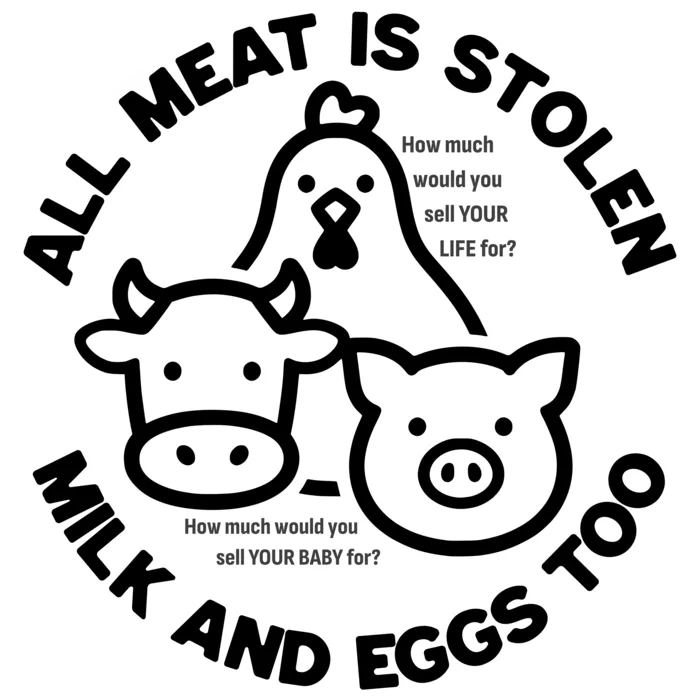 Vegan message sticker: All Meat Is Stolen - Milk And Eggs Too