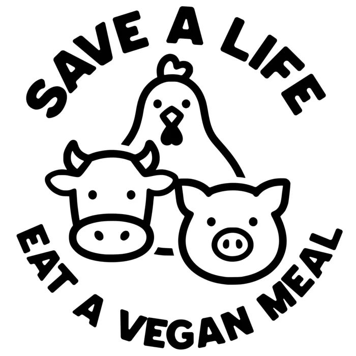 Vegan message sticker: Save A Life - Eat A Vegan Meal