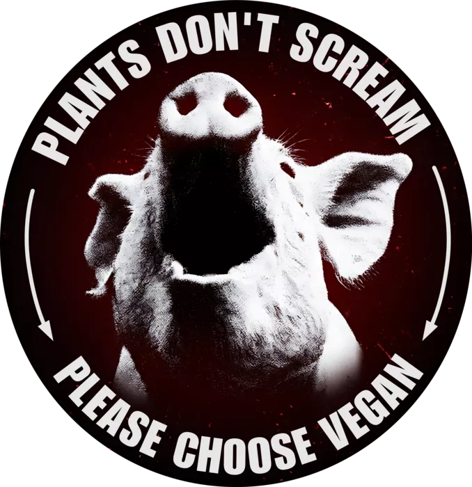 Vegan message sticker: Plants Don't Scream - Please Choose Vegan