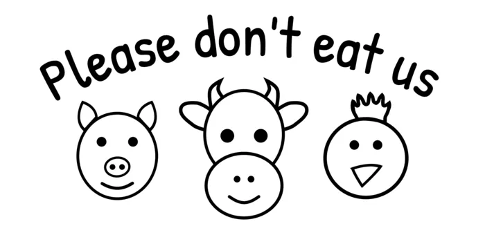 Vegan message sticker: Please Don't Eat Us