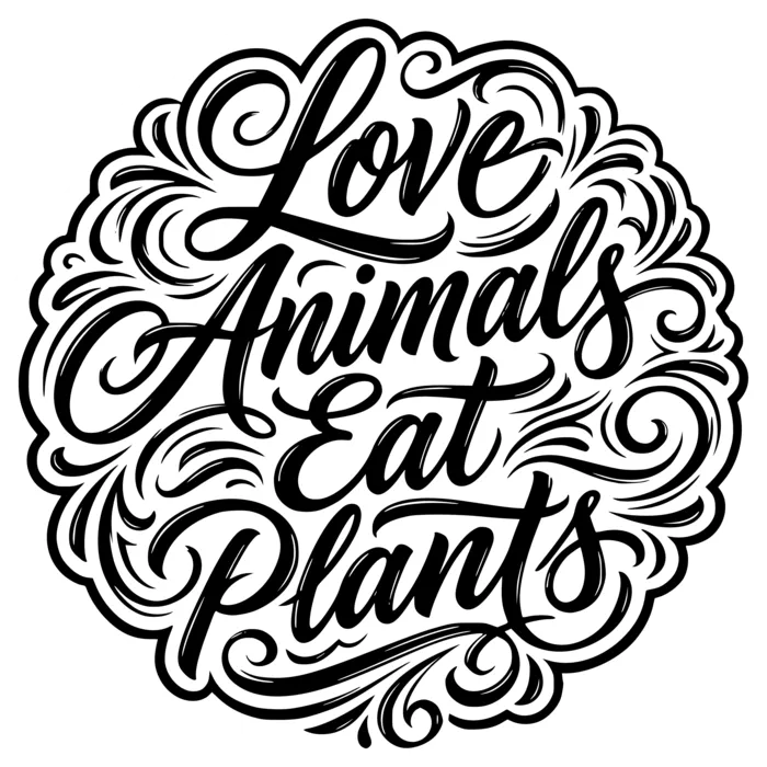 Vegan message sticker: Love Animals Eat Plants
