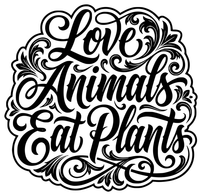 Vegan message sticker: Love Animals Eat Plants