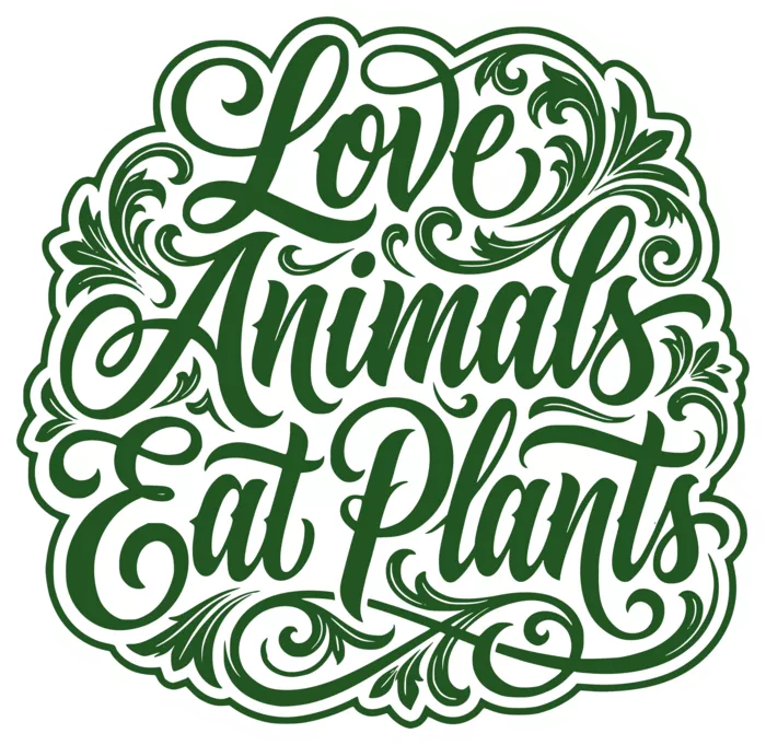 Vegan message sticker: Love Animals Eat Plants
