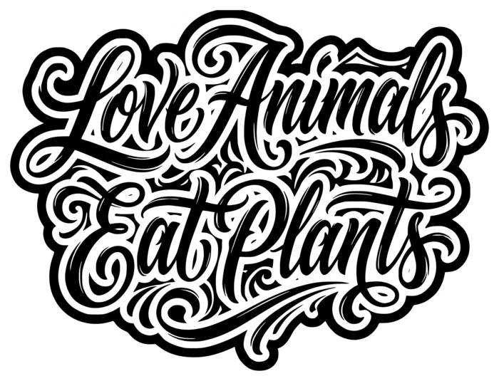 Vegan message sticker: Love Animals Eat Plants