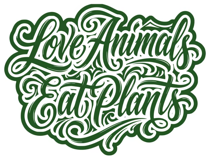 Vegan message sticker: Love Animals Eat Plants