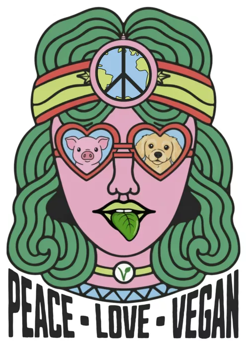 Vegan message sticker: Peace Love Vegan