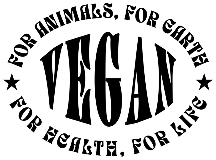 Vegan message sticker: Vegan For Animals, Earth, Health, Life